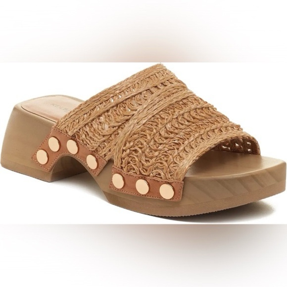 Kelsi Dagger Brooklyn Wooden Raffia Platform Sandals in Size 6